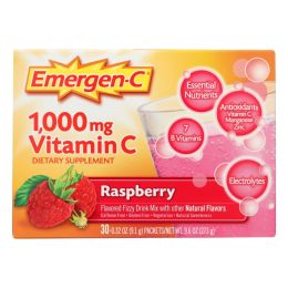 Alacer - Emergen-C Vitamin C Fizzy Drink Mix Raspberry - 1000 mg - 30 Packets (SKU: 350975)