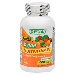 Deva Vegan Vitamins - Multivitamin and Mineral Supplement Iron Free - 90 Tablets (SKU: 107128)